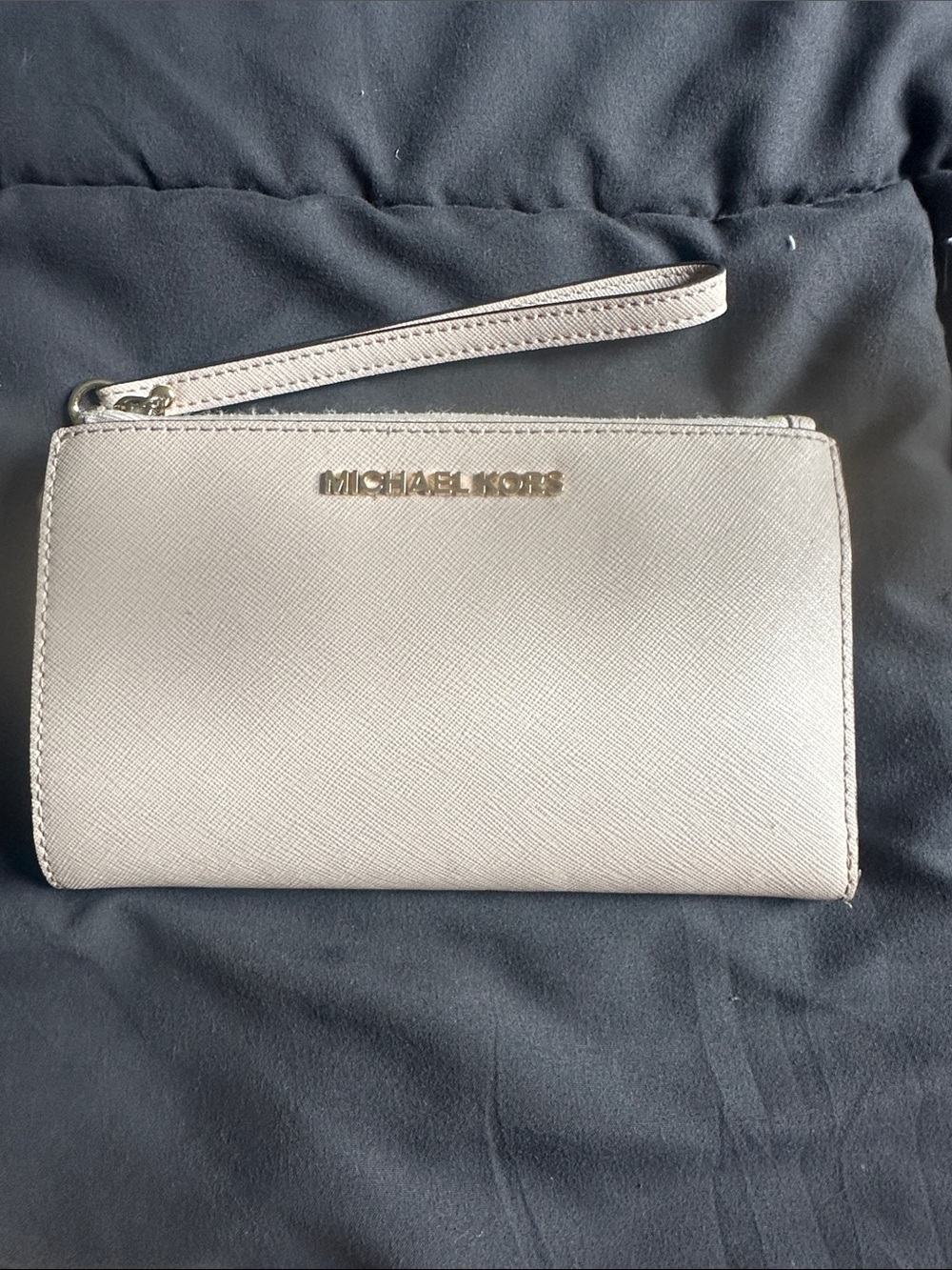 Michael Kors Baby Pink Metallic Wristlet Clutch with Strap